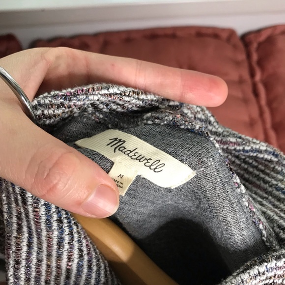 Madewell Textured Turtleneck Striped Rainbow Sparkle Pullover Sweatshirt Top - Picture 13 of 15